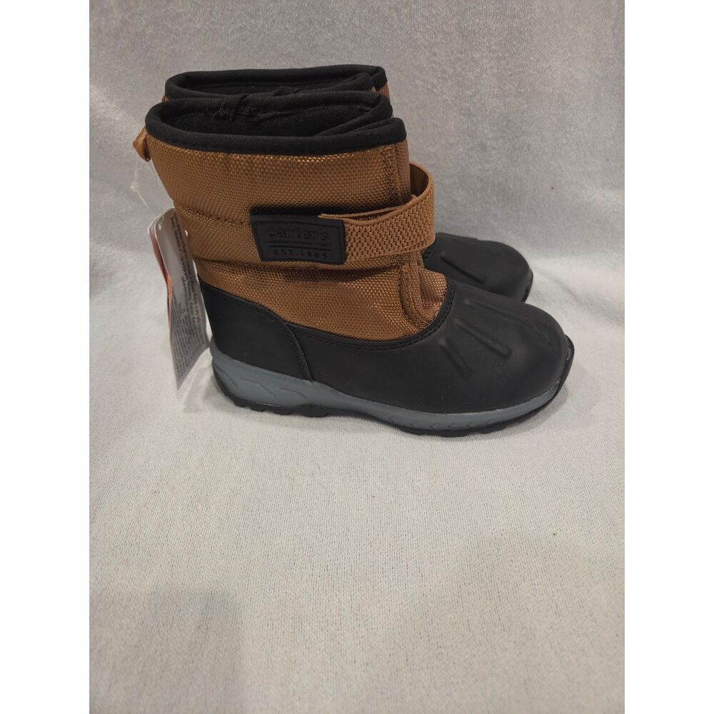 Carter's Toddler Boy Light Up Snow Boots Size 12 Brown Black Winter Waterproof